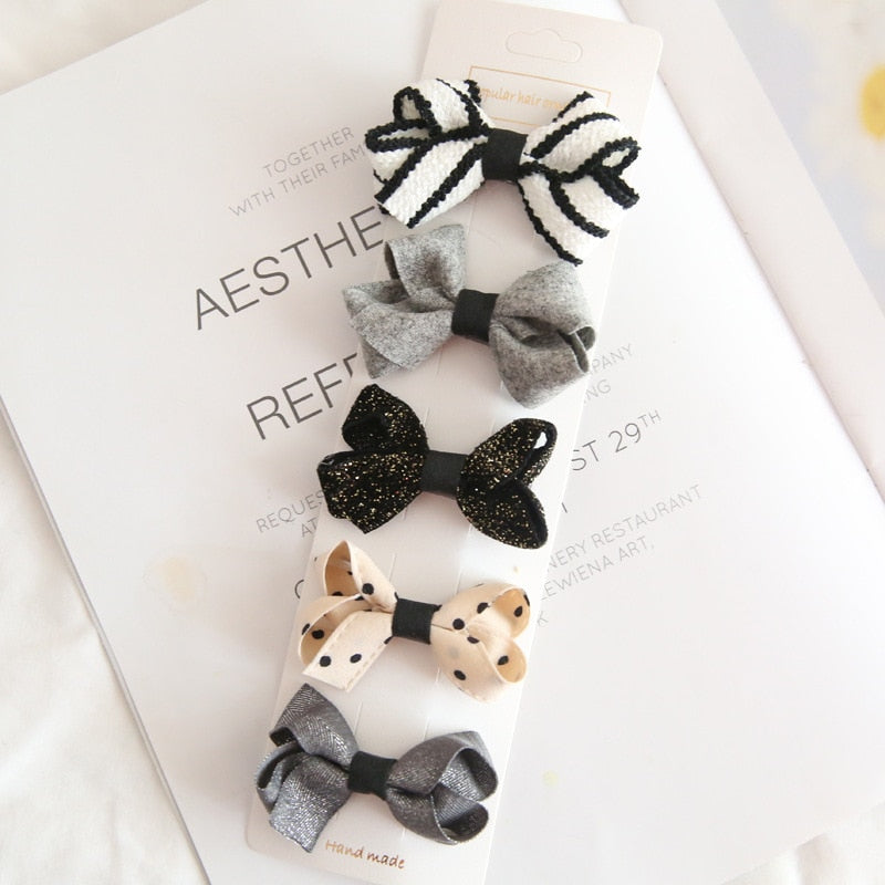 Chic Hair Bow Pins in Neutral Tones