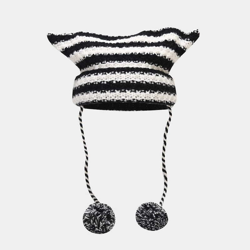 Striped Knitted Beanie for Adults