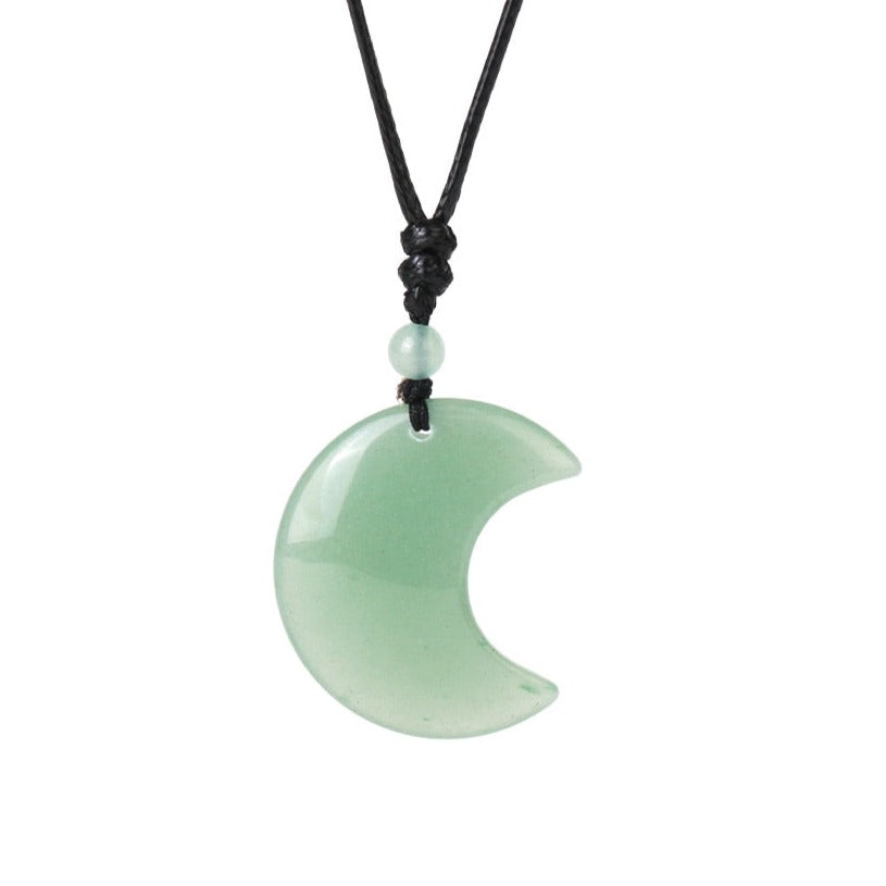 Crescent Moon Crystal Necklace with Natural Stone