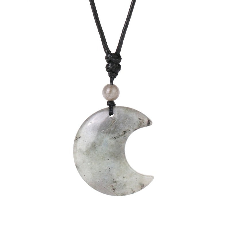 Crescent Moon Crystal Necklace with Natural Stone
