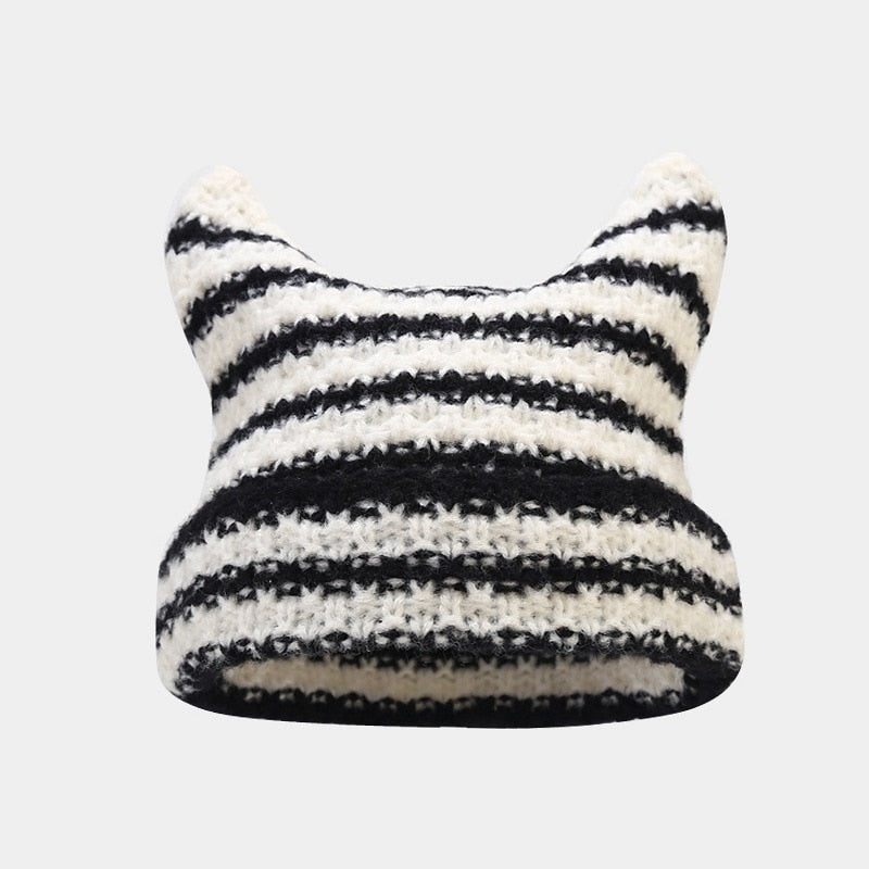 Striped Knitted Beanie for Adults