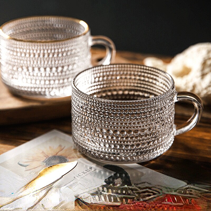 Embossed Glass Coffee Cup Collection