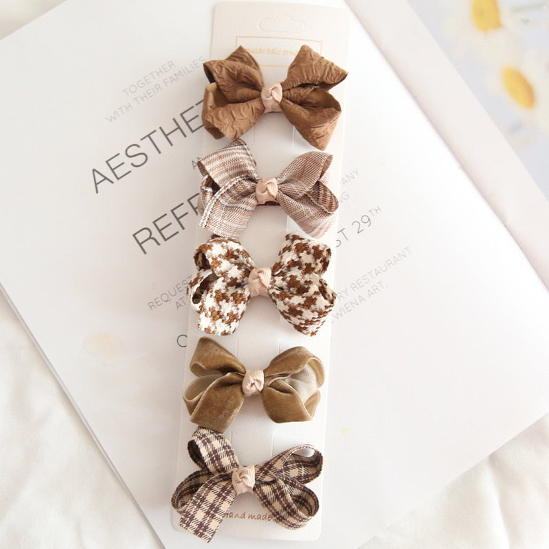 Chic Hair Bow Pins in Neutral Tones
