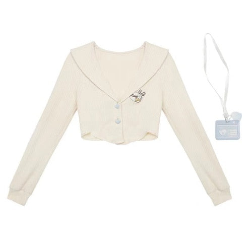 Blue & Cream Cute Bear Knitted Set