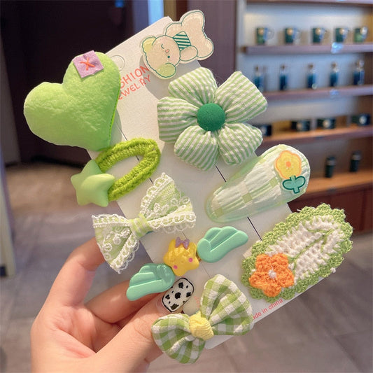 Set of 9 Cute Green Hair Pins
