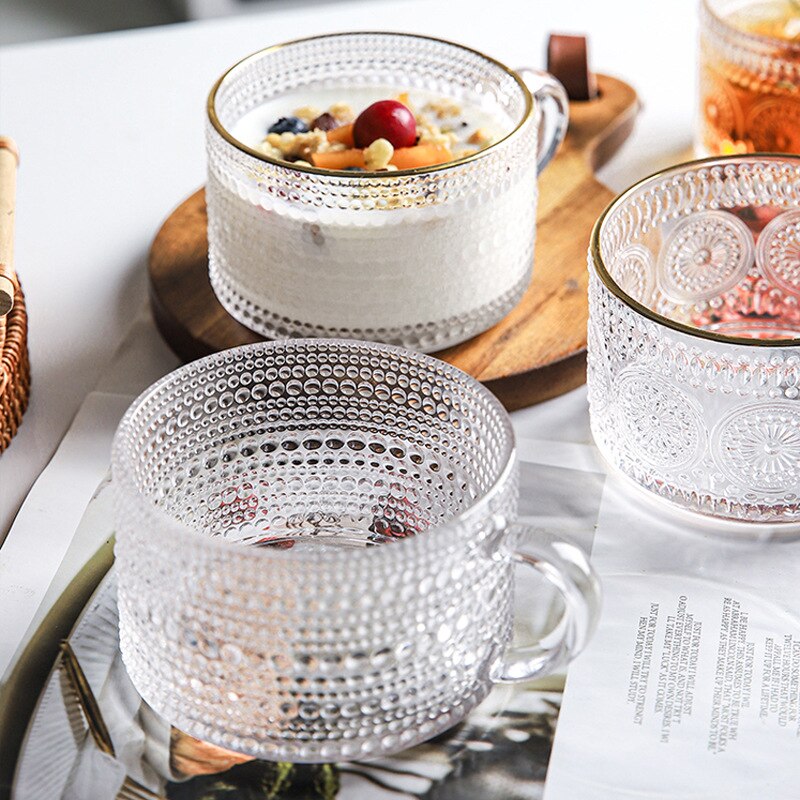 Embossed Glass Coffee Cup Collection