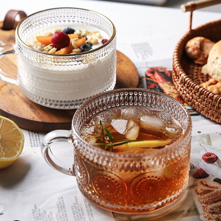 Embossed Glass Coffee Cup Collection