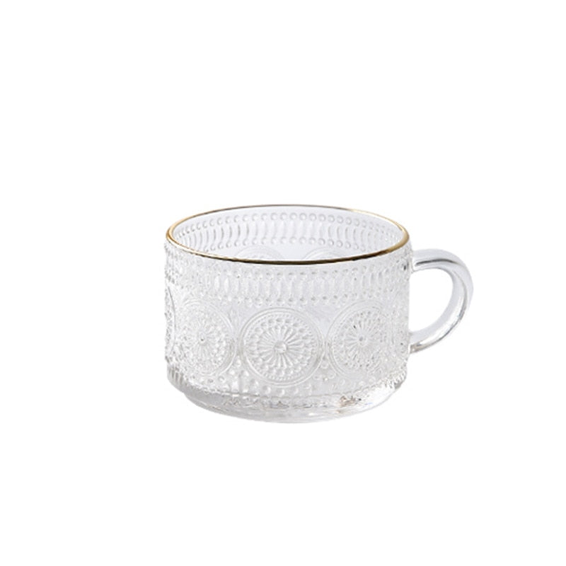 Embossed Glass Coffee Cup Collection