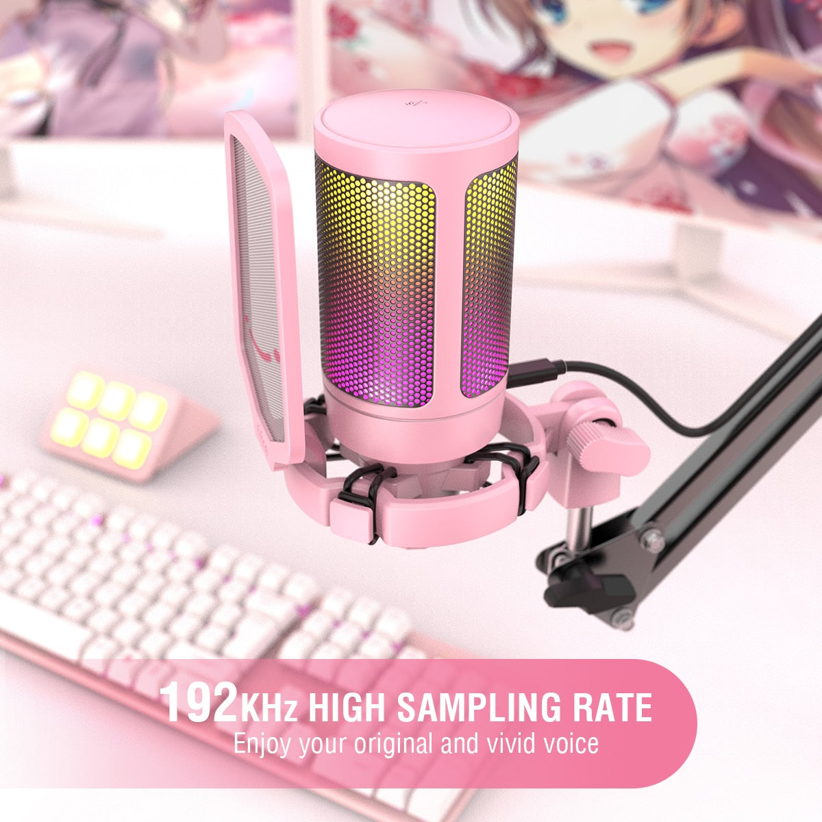 Color-changing USB gaming microphone
