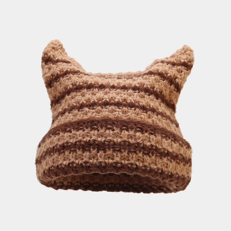 Striped Knitted Beanie for Adults