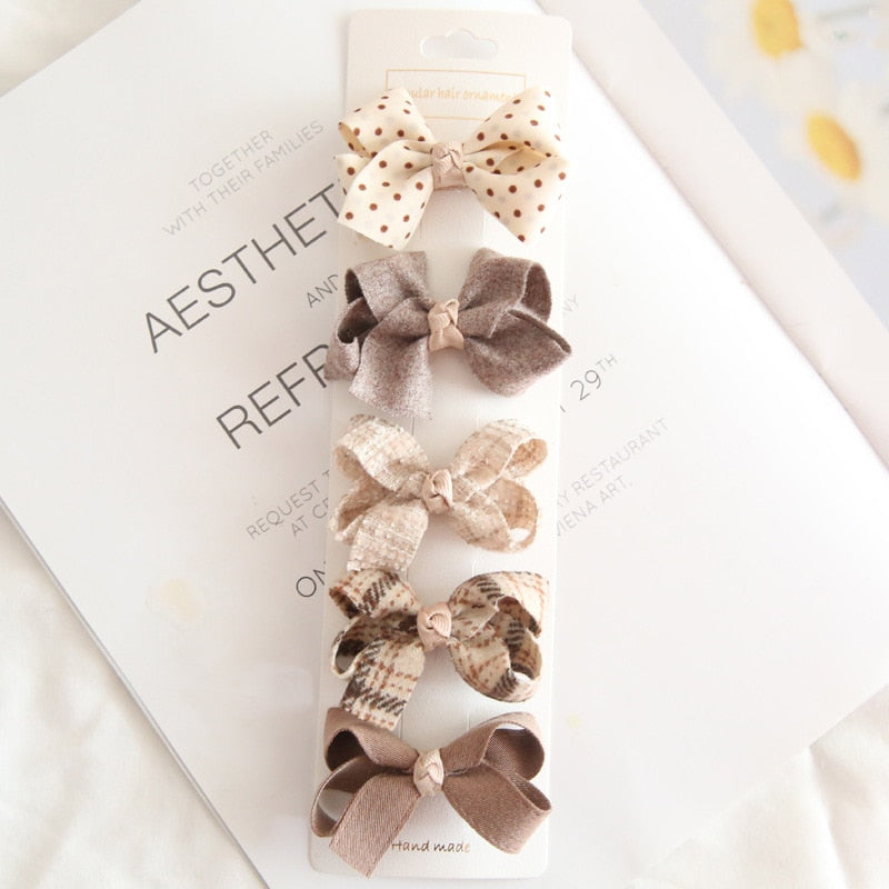 Chic Hair Bow Pins in Neutral Tones