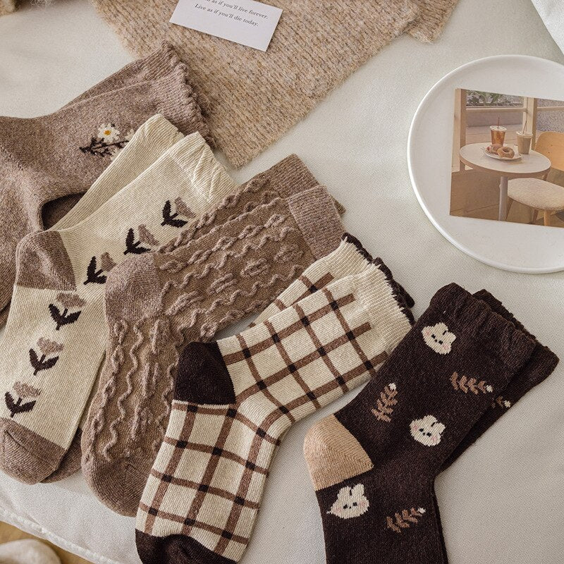 Flowery Fall Socks - Cotton Material