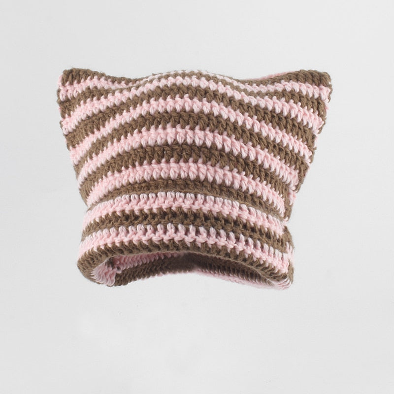 Striped Knitted Beanie for Adults