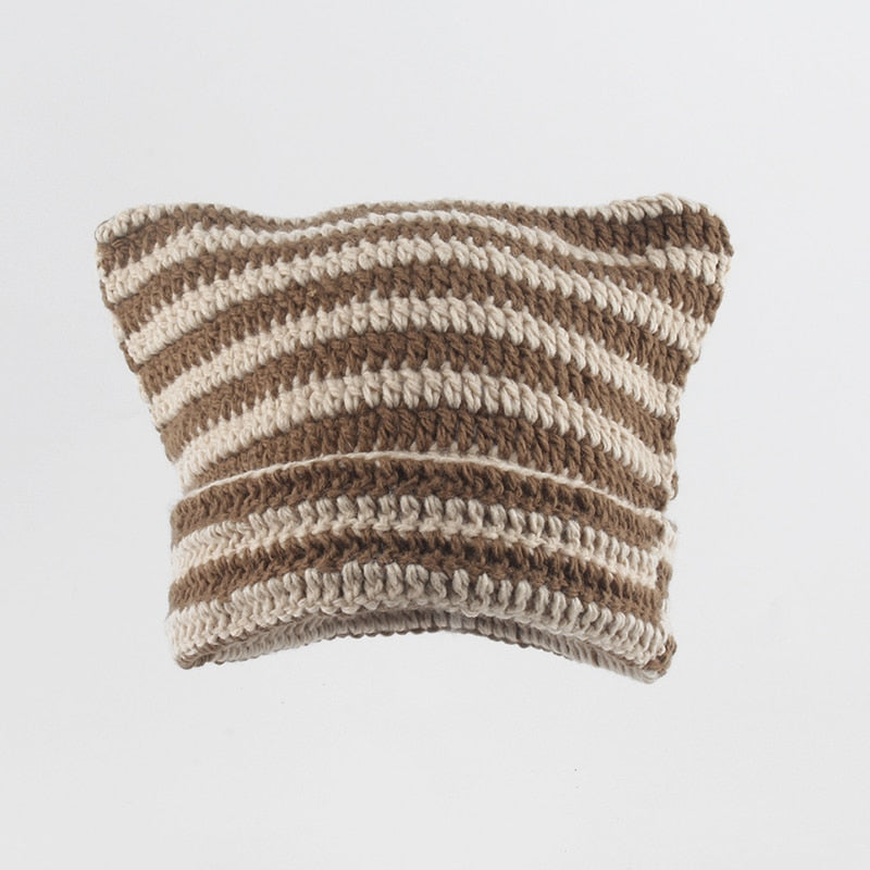 Striped Knitted Beanie for Adults