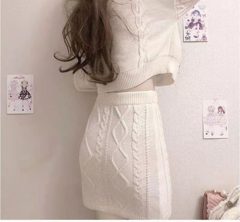 Off White Anime Rabbit Sweater Set