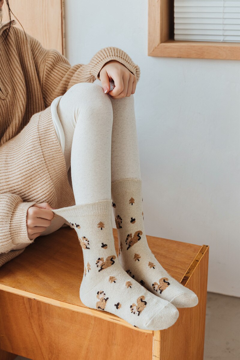 Flowery Fall Socks - Cotton Material