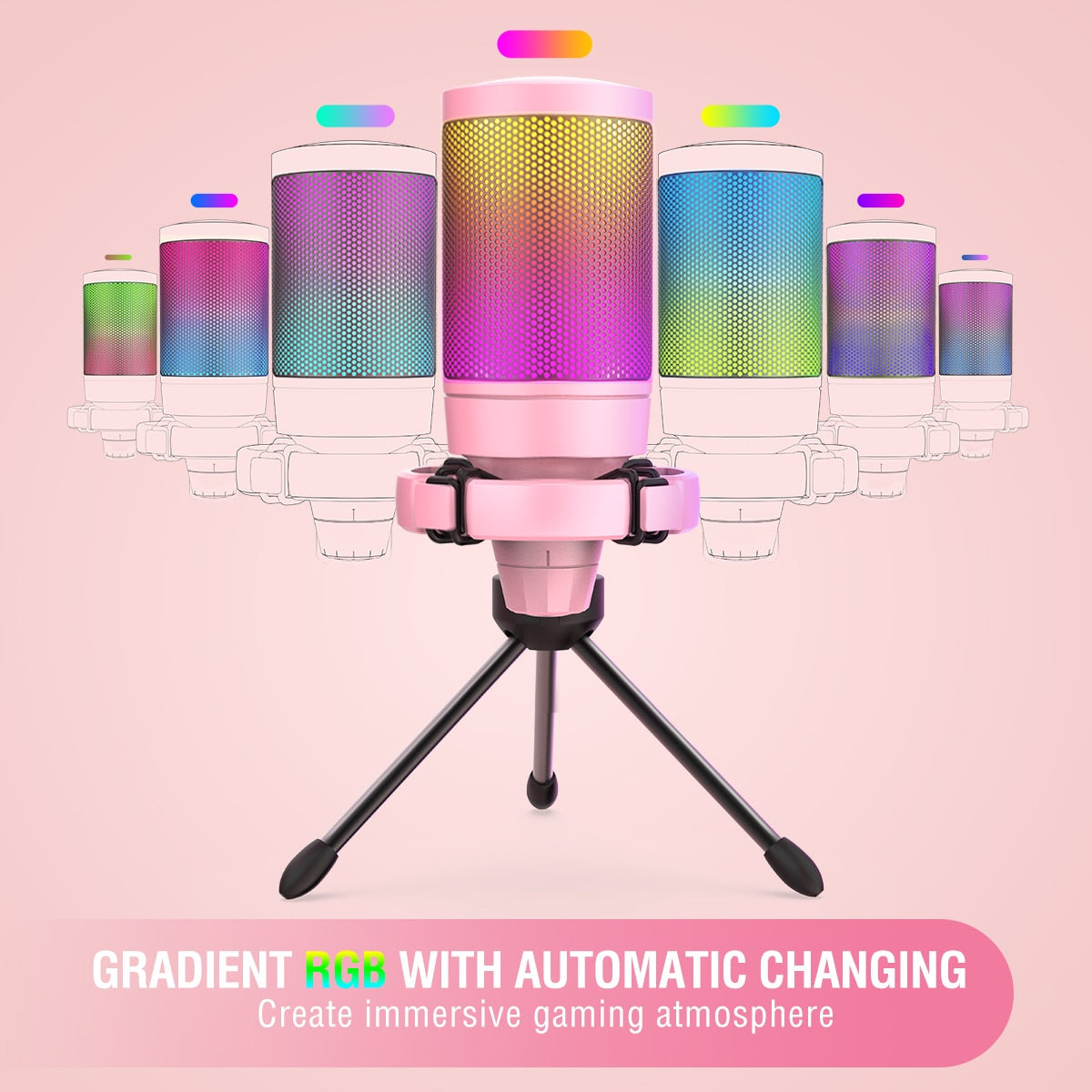 Color-changing USB gaming microphone