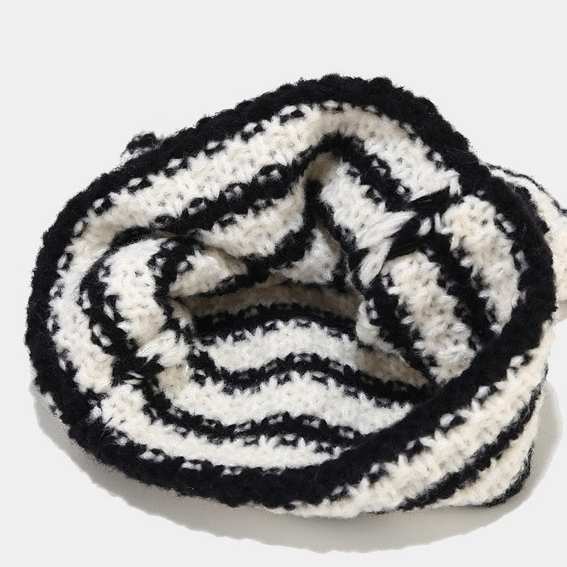 Striped Knitted Beanie for Adults