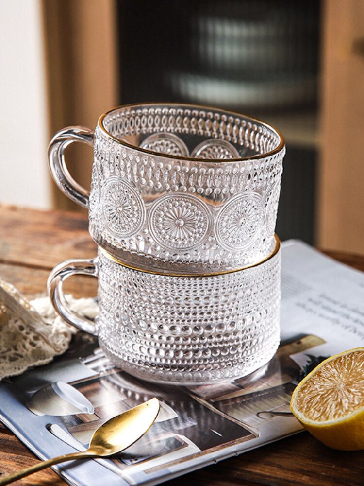 Embossed Glass Coffee Cup Collection