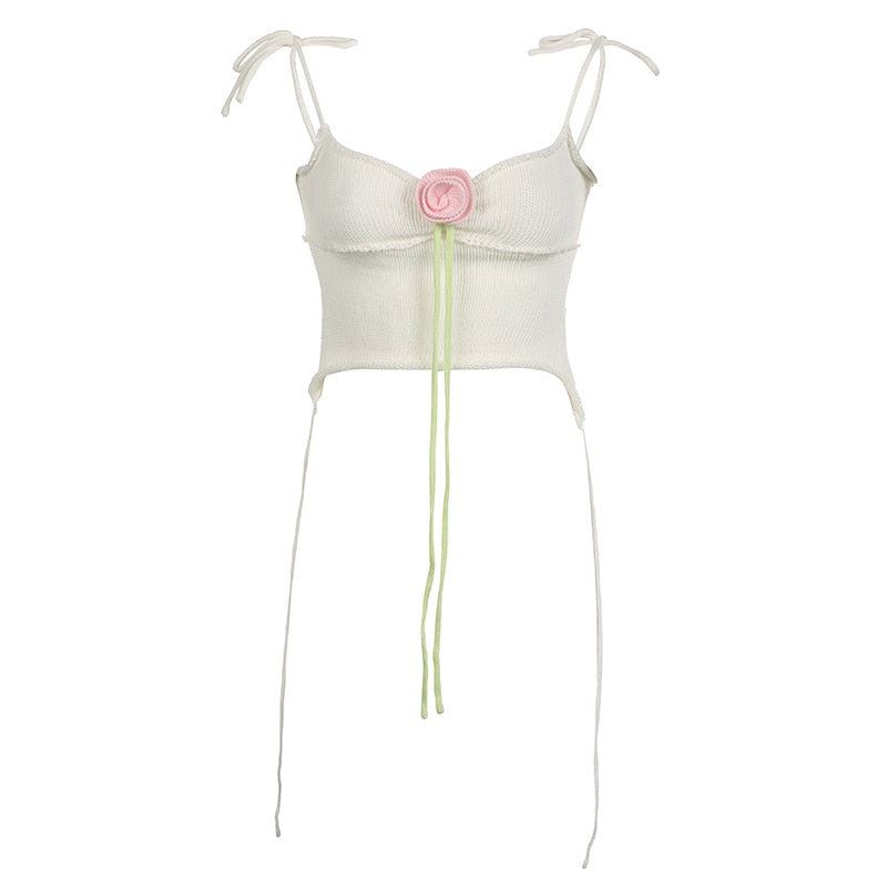 Knitted and Crocheted Flowery Cami Top