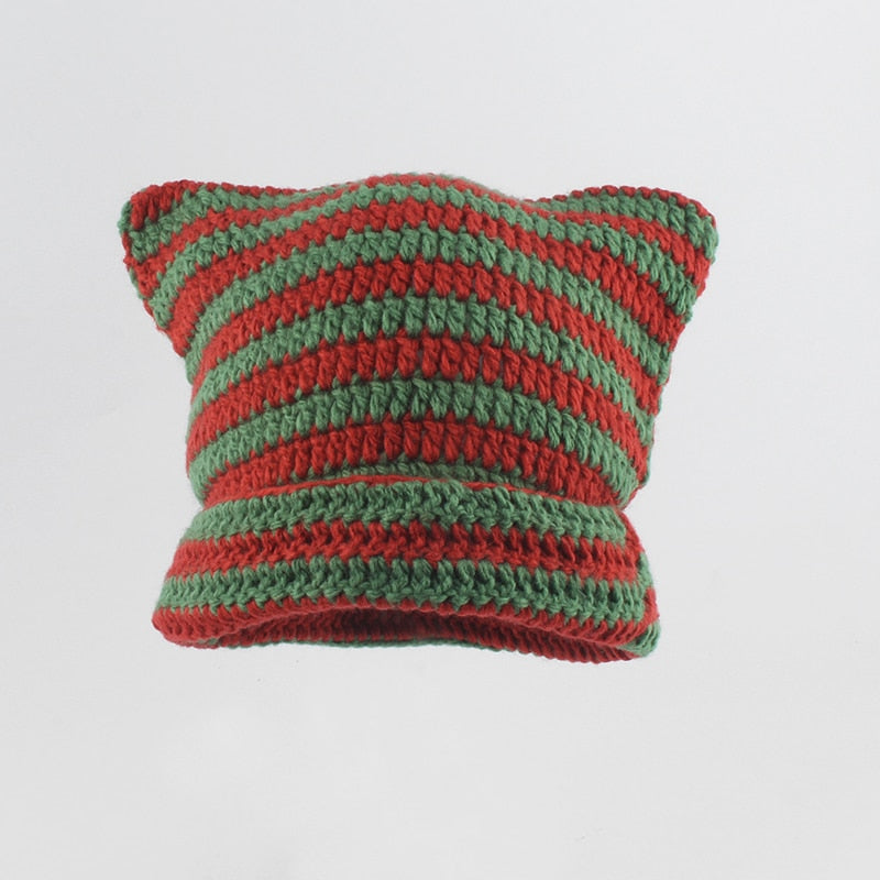 Striped Knitted Beanie for Adults
