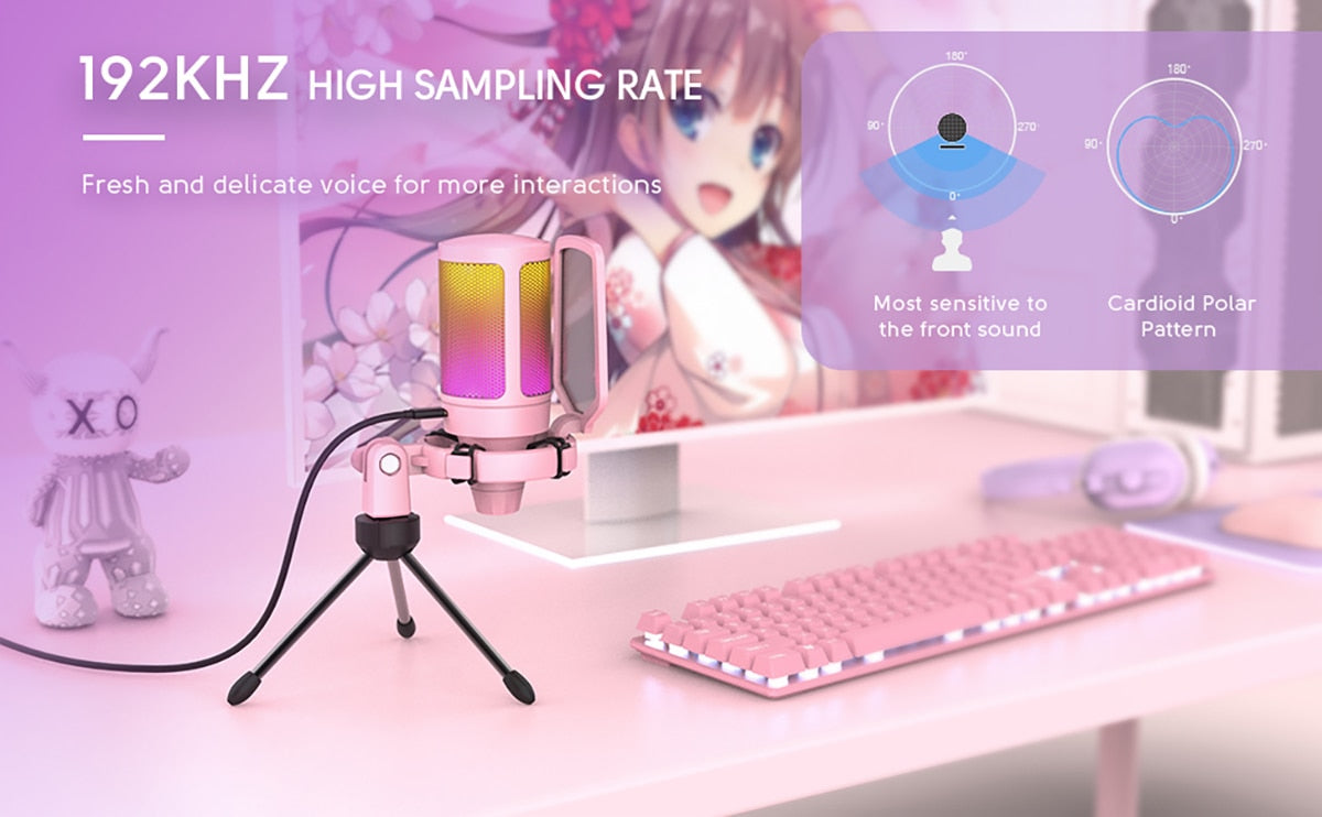 Color-changing USB gaming microphone