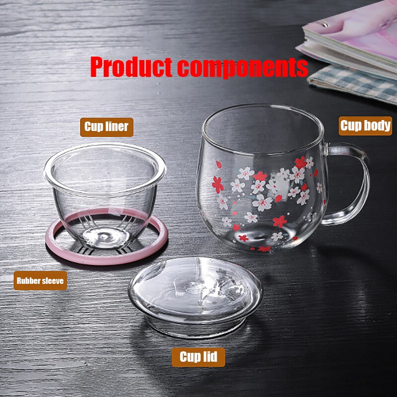 Sakura Cherry Blossom Glass Mug with Infuser