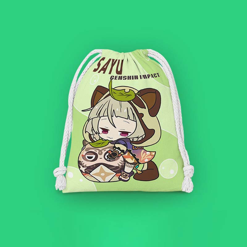 Sayu Genshin Impact Drawstring Bags Chibi Genshin Storage Bags Cosmetic Pouches (4)