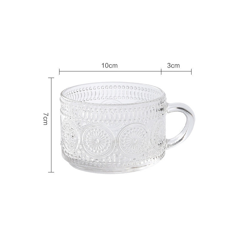 Embossed Glass Coffee Cup Collection