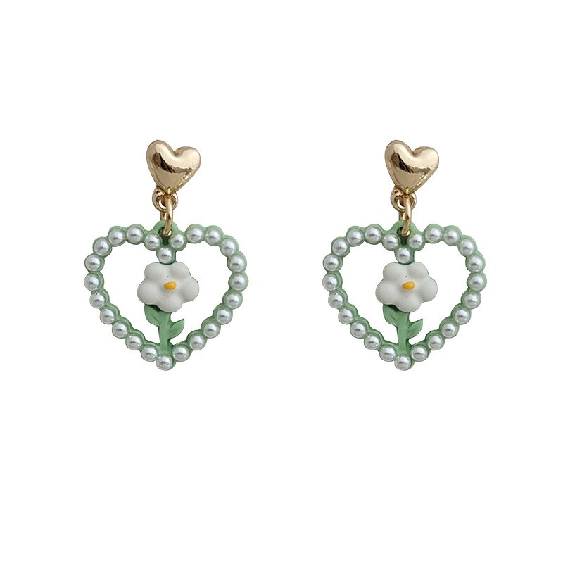 Green Floral Love Earrings - Lightweight and Durable!