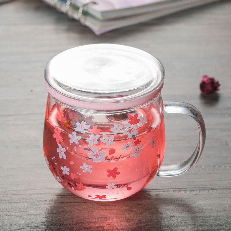 Sakura Cherry Blossom Glass Mug with Infuser