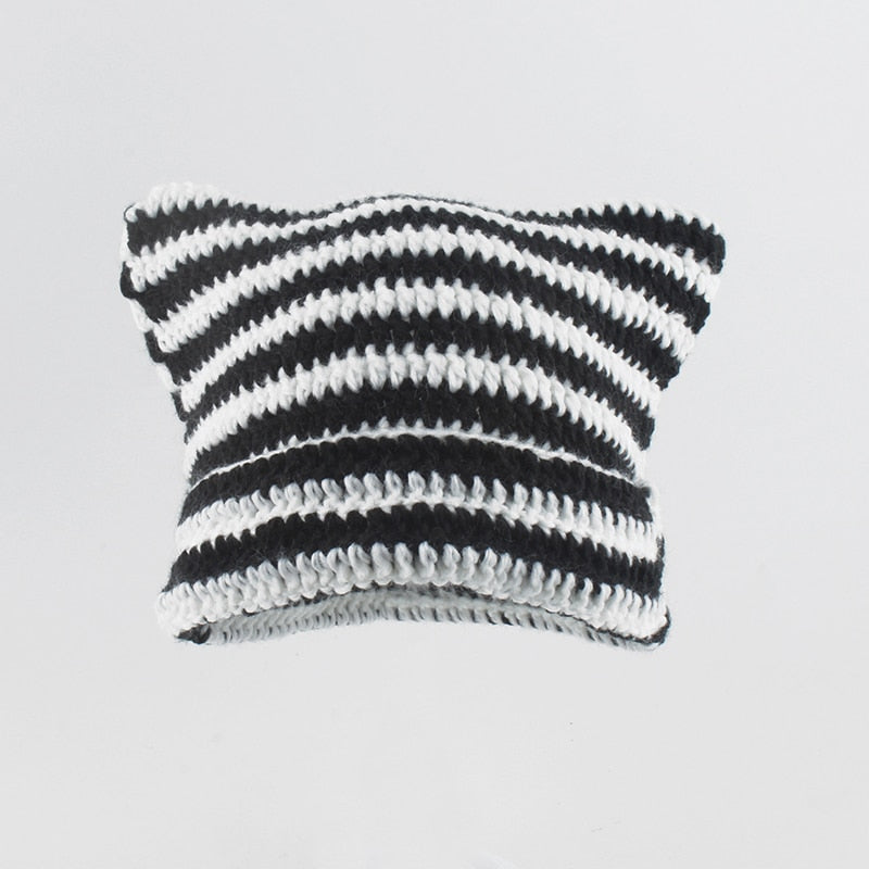 Striped Knitted Beanie for Adults