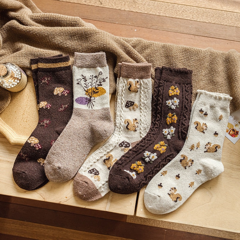 Flowery Fall Socks - Cotton Material