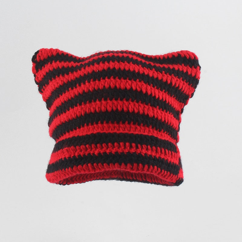 Striped Knitted Beanie for Adults