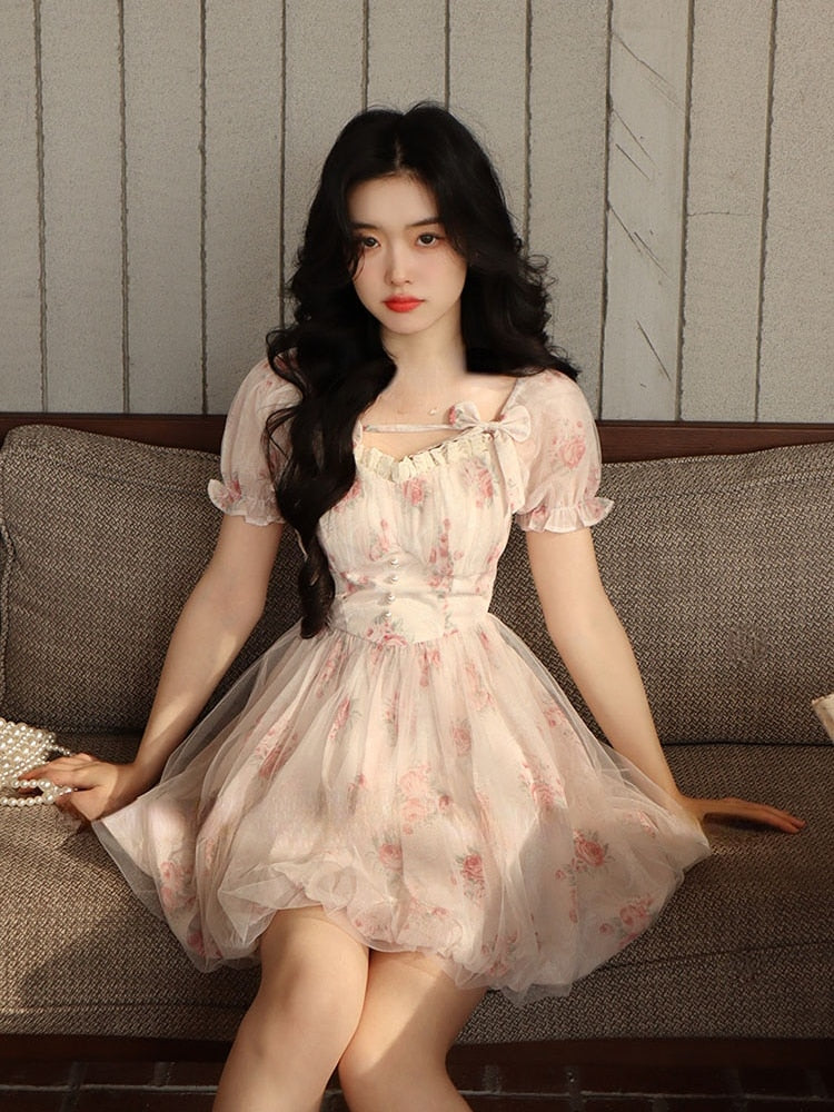 Korean-inspired Floral Mini Dress