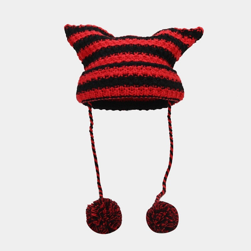 Striped Knitted Beanie for Adults
