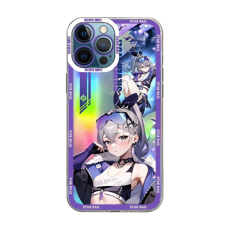 Silver Wolf Holographic HSR iPhone Case Cute Star Rail Phone Case (6)