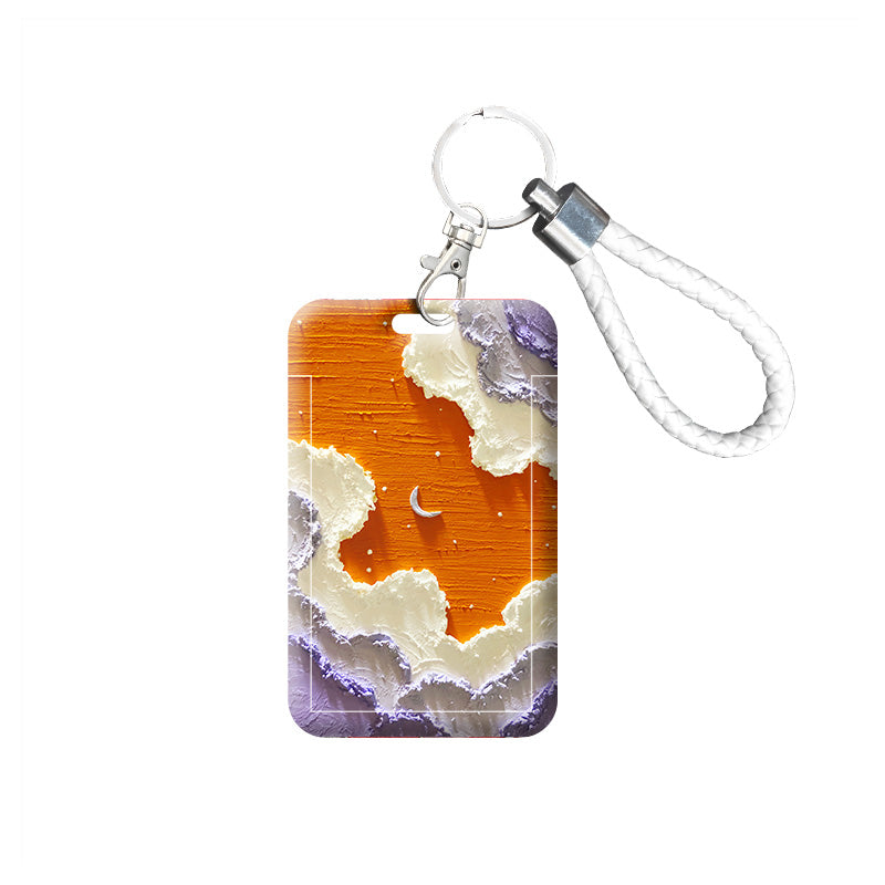 Sky ID Badge Holder Cute Student Card Holders Name Badge Holder Moon Clouds