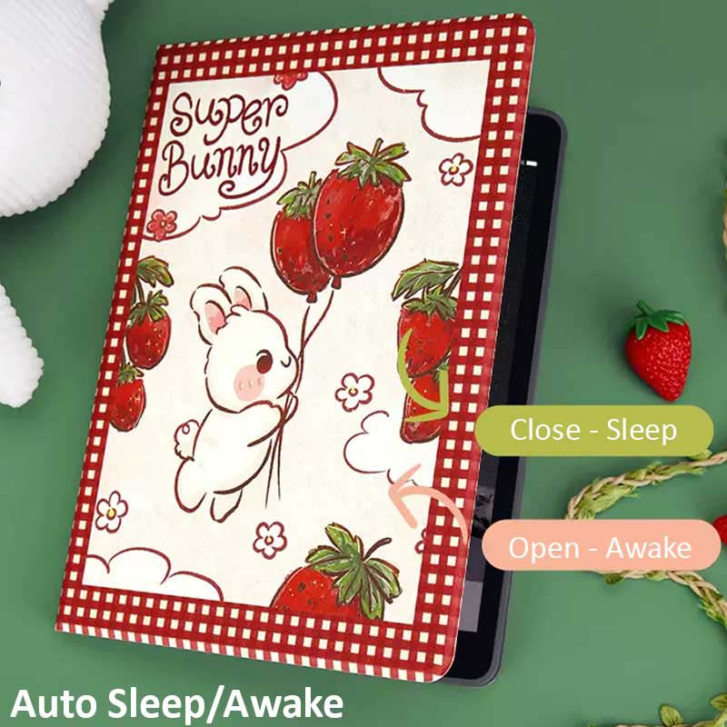 Retro Rabbit iPad Case with Pencil Holder