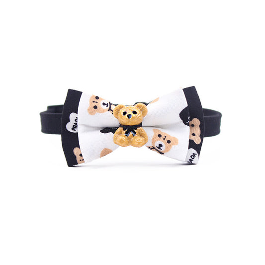 Teddy Bear Bow Tie Collar Cat Bow Ties for Small Dogs Cute Pet Ties (3)