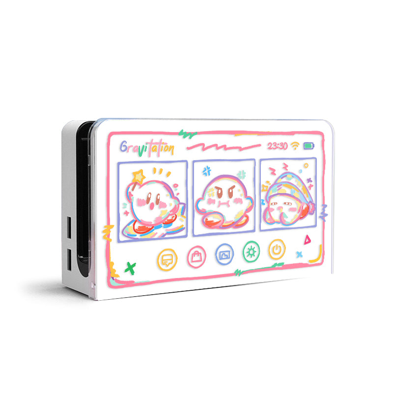 Transparent Kirby Switch Charging Dock Cover Cute Kirby Switch OLED Dock Case (3)
