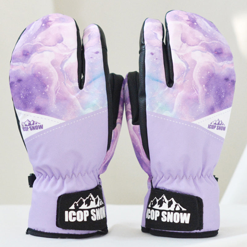 Waterproof Cute Ski Gloves Cartoon Kawaii Snowboard Mittens with Wrist Straps Cute Snow Gloves (4)