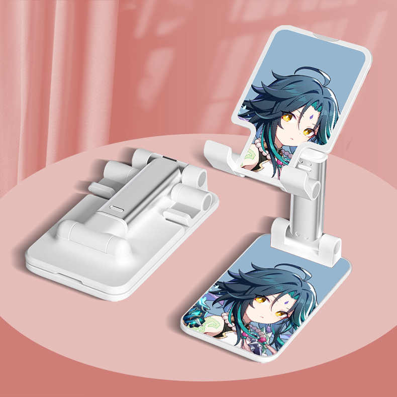 Xiao Genshin Impact Phone Stand Chibi Genshin Fanart Foldable Desk Phone Holder (12)