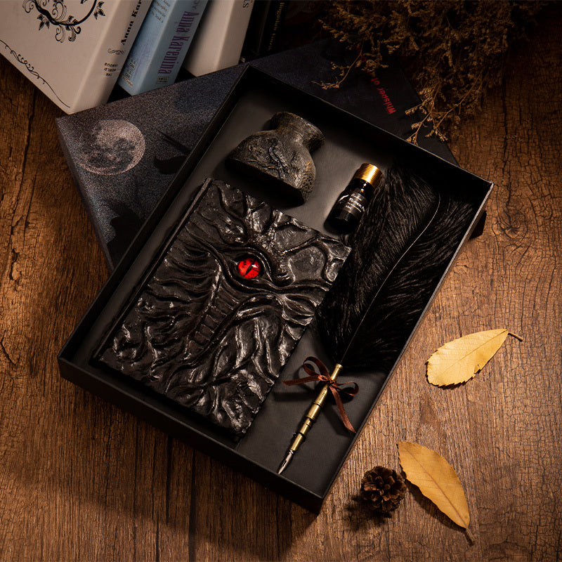 antique feather pen set calligraphy gift quill pen ink pen embossed journal (5)