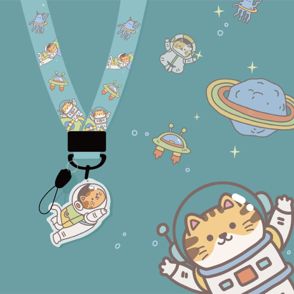 cat astronaut lanyard kawaii phone straps cute space art