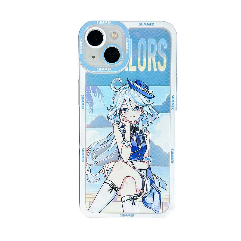 focalors Summer Genshin Impact Phone Case Modern Genshin Fanart Beach