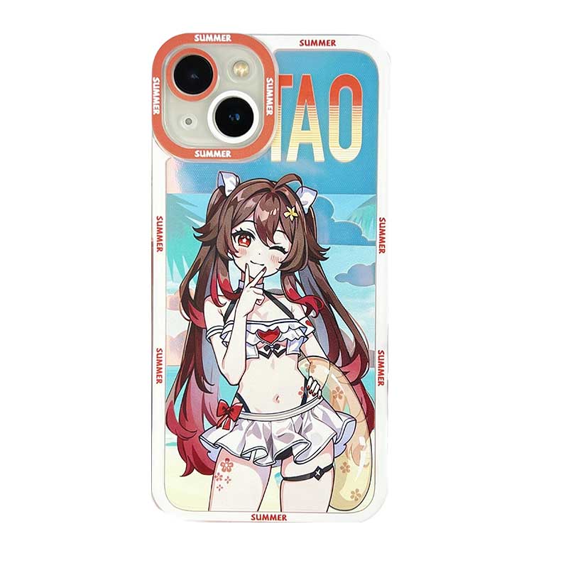 hu-tao Summer Genshin Impact Phone Case Modern Genshin Fanart Beach