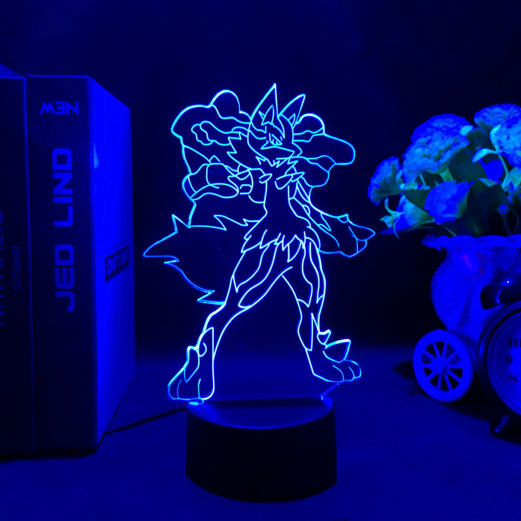 lucario Pokemon LED Light Pokemon Bedroom Light Pokemon Gaming Room Decor