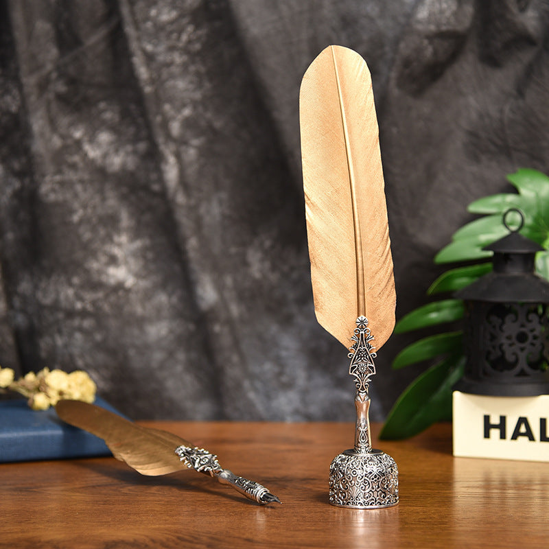 Metal Feather Quill Pen Set