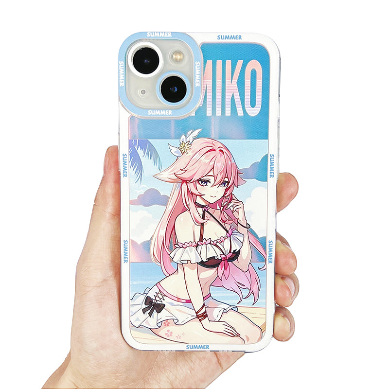 yae miko Summer Genshin Impact Phone Case Modern Genshin Fanart Beach